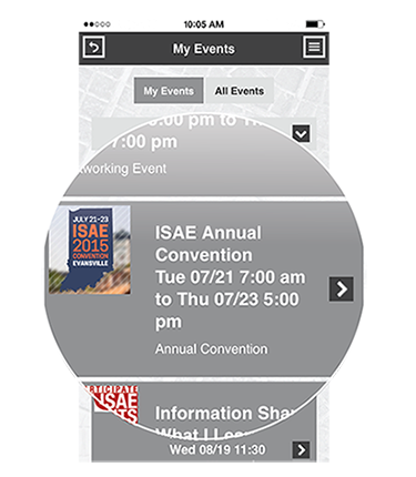 In-app event listing